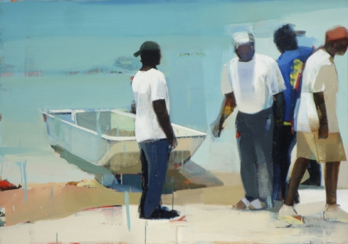 Getting ready for the day, Oil on canvas, 42” x 60”, 2012           